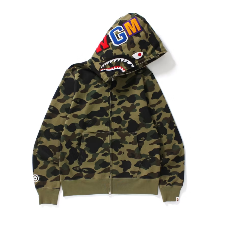 BAPE 1st Camo Shark Full Zip Hoodie (Green)