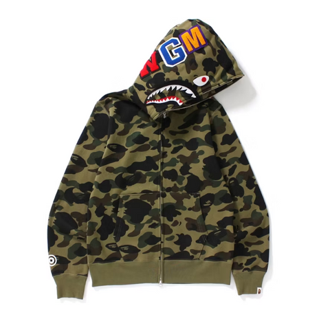 BAPE 1st Camo Shark Full Zip Hoodie (Green)