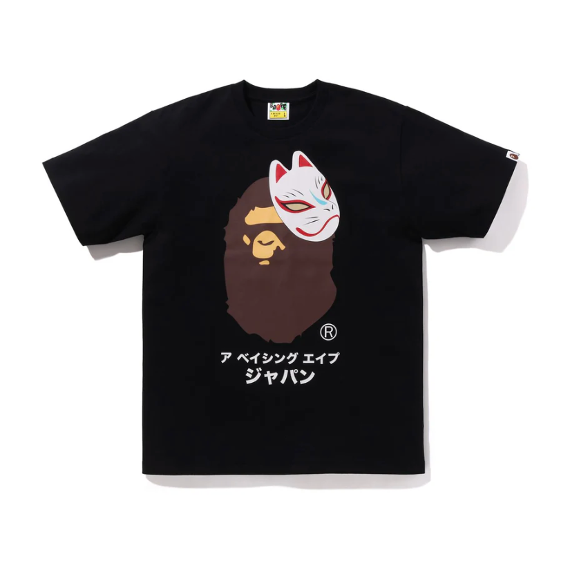 BAPE JAPANESE FOX MASK TEE TEE (BLACK)