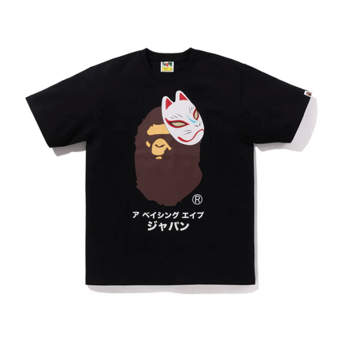 BAPE JAPANESE FOX MASK TEE TEE (BLACK)