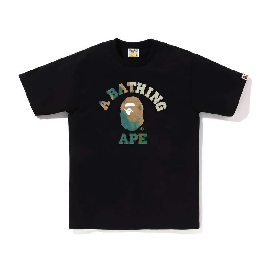BAPE TIE DYE BY BATHING APE COLLEGE TEE (Black/Green)