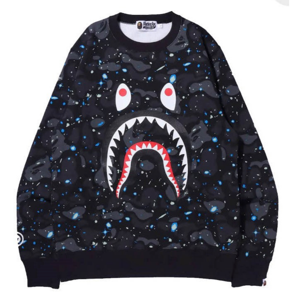 Bape Space Camo Shark Crewneck Mens