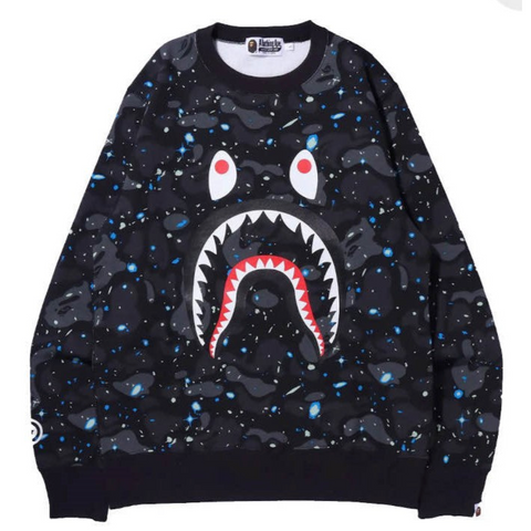 Bape Space Camo Shark Crewneck Mens