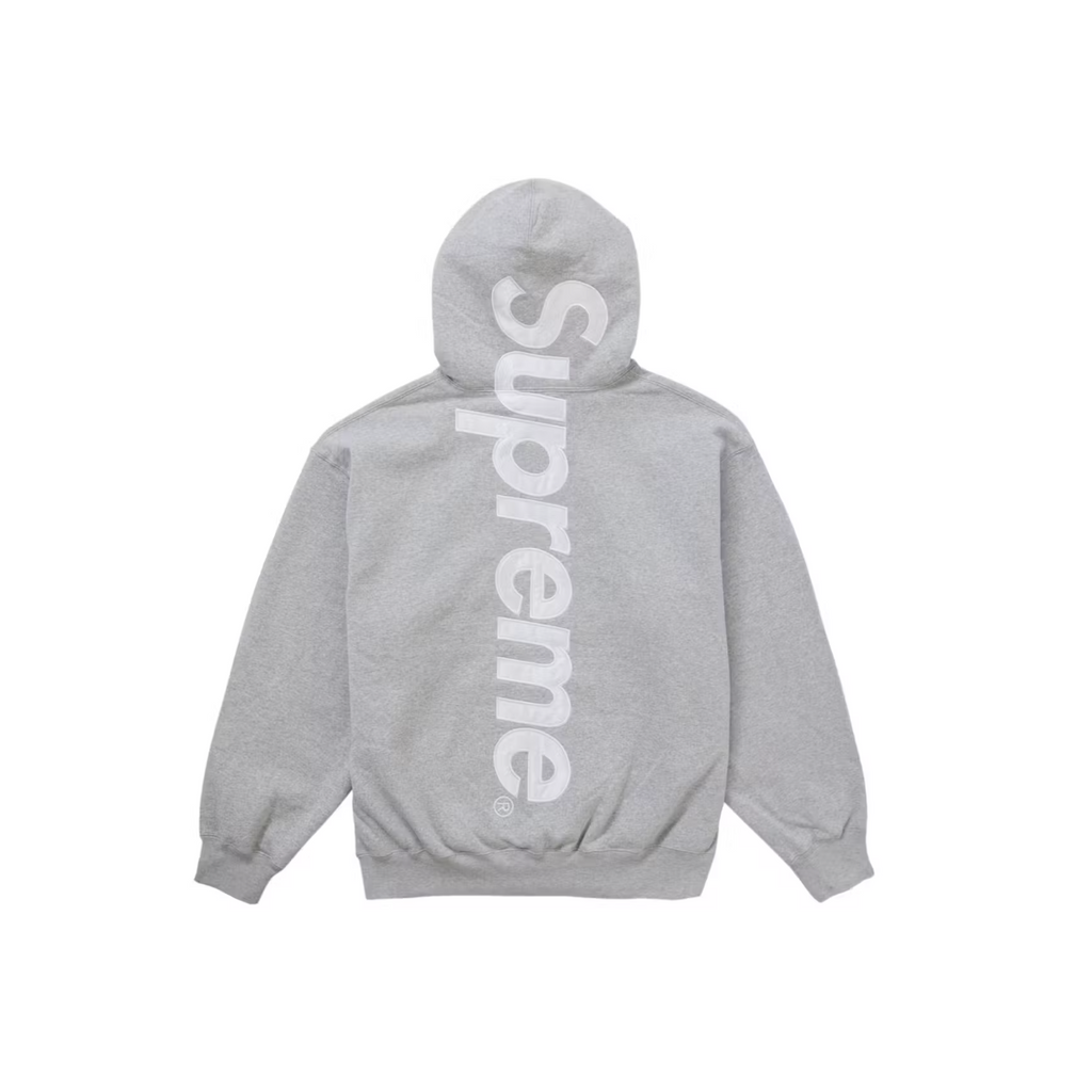 Supreme Satin Applique Hooded Sweatshirt (FW24) Heather Grey