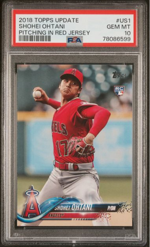 Graded 2018 Topps Update Shohei Ohtani #US1 Pitching In Red Jersey Rookie RC Baseball Card PSA 10 Gem Mint