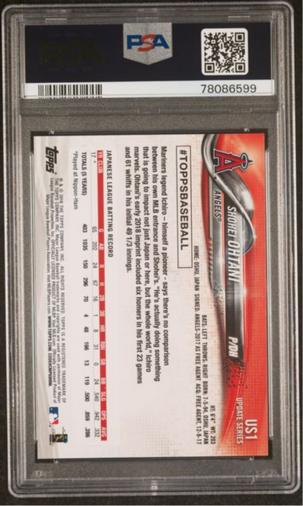 Graded 2018 Topps Update Shohei Ohtani #US1 Pitching In Red Jersey Rookie RC Baseball Card PSA 10 Gem Mint