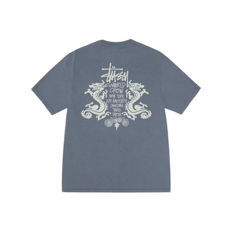 Stussy Double Dragon Pigment Dyed Tee Navy