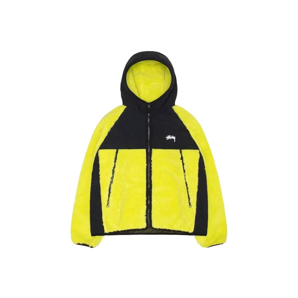 Stussy Sherpa Paneled Hooded Jacket Lime