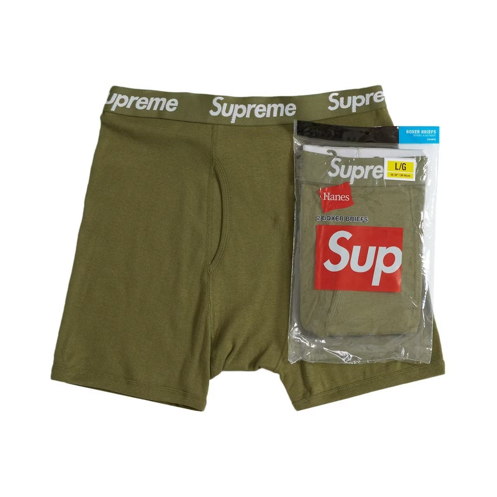 Supreme Hanes Boxer Briefs (2 Pack) Olive