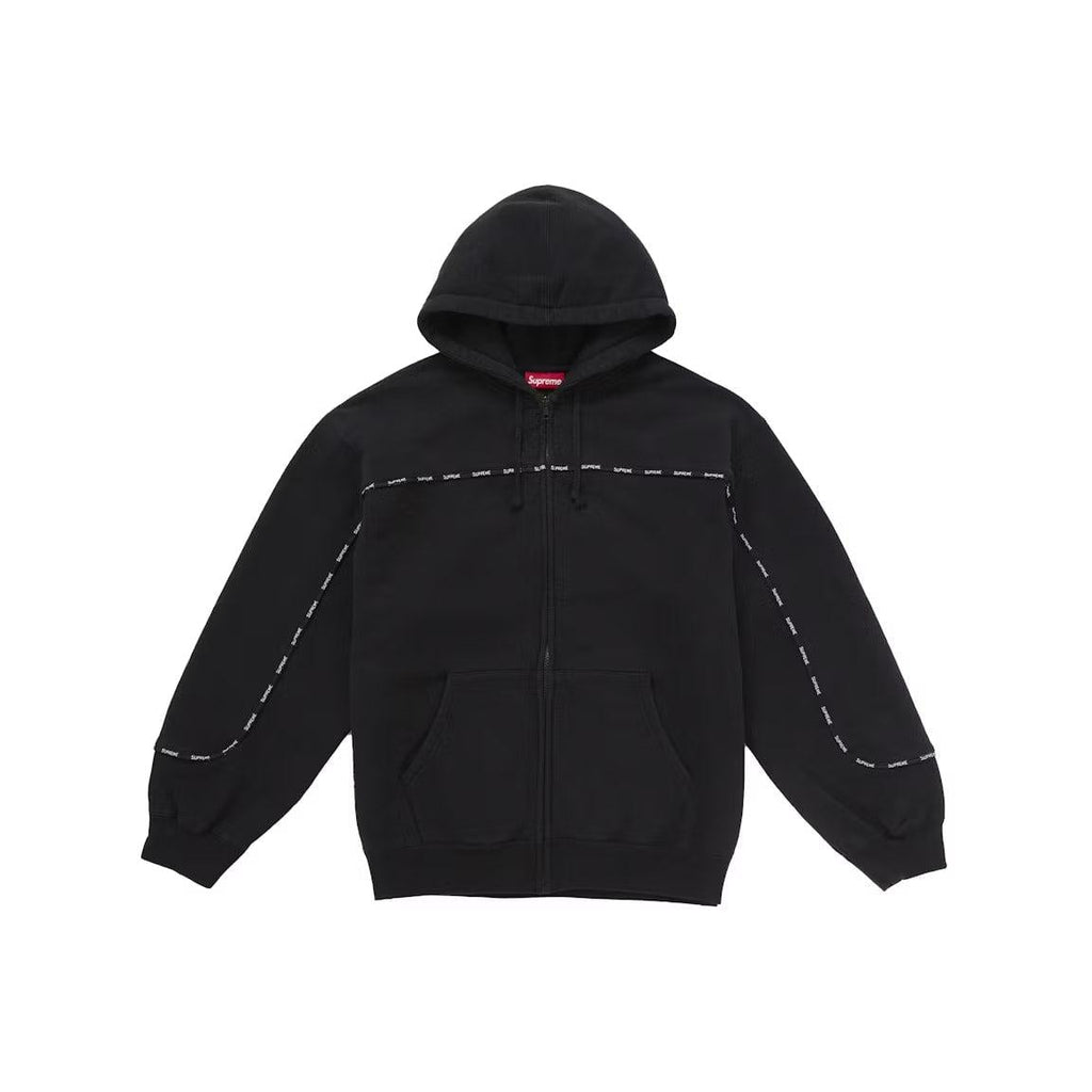 Supreme Piping Zip Up Hooded Sweatshirt Black
