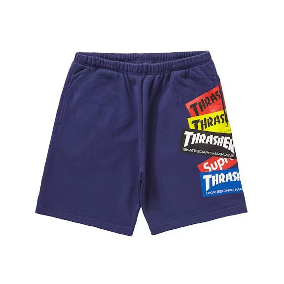Supreme Thrasher Multi Logo Sweatshort Washed Navy