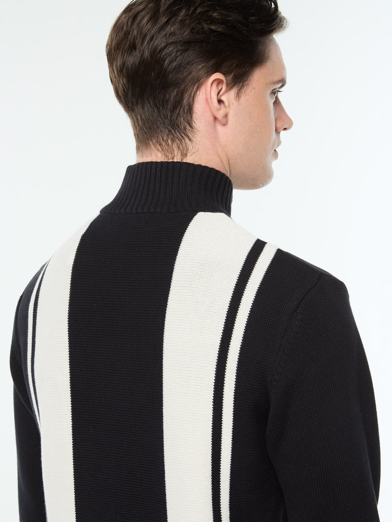 Young Line Knit Polo- Black/ Gardenia