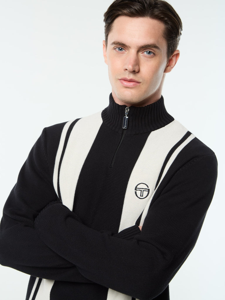 Young Line Knit Polo- Black/ Gardenia