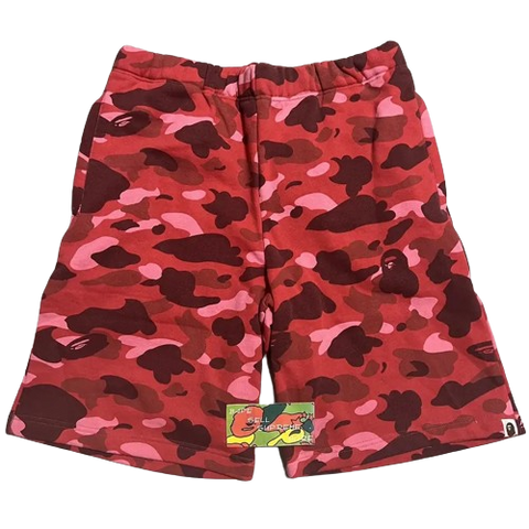 BAPE Red camo short sweat pants