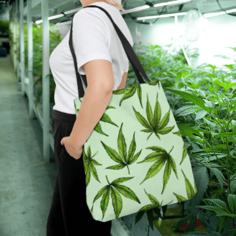 Green Marijuana Leaves Tote Bag
