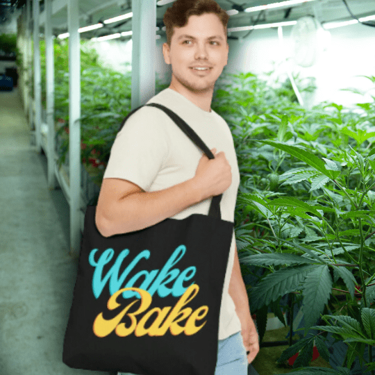 Wake & Bake Black Tote Bag