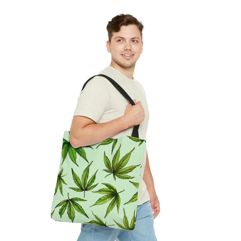 Green Marijuana Leaves Tote Bag
