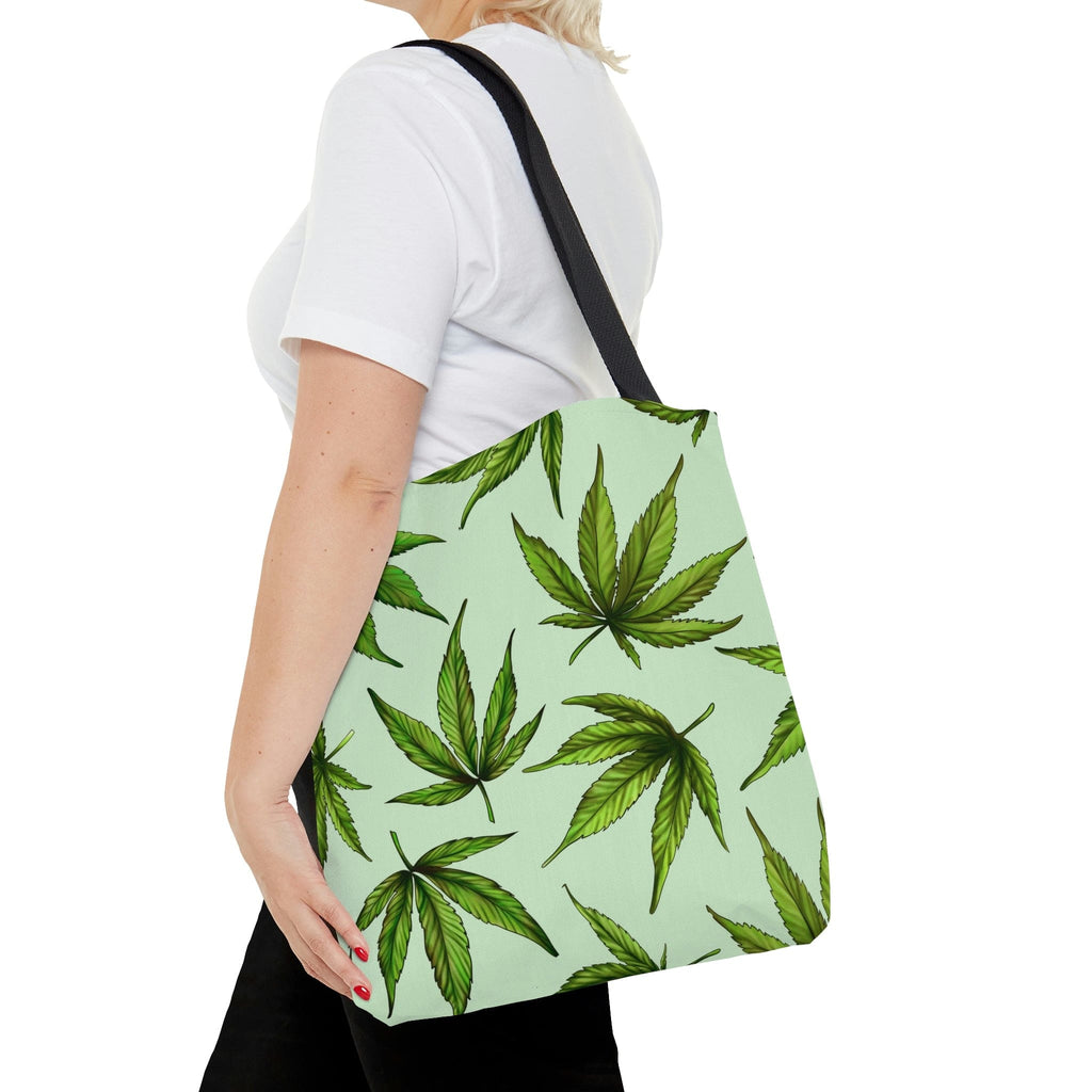 Green Marijuana Leaves Tote Bag