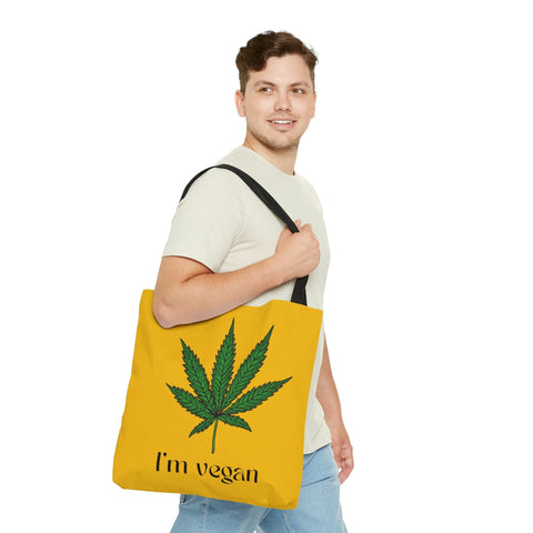I'm Vegan Yellow Ganja Tote Bag