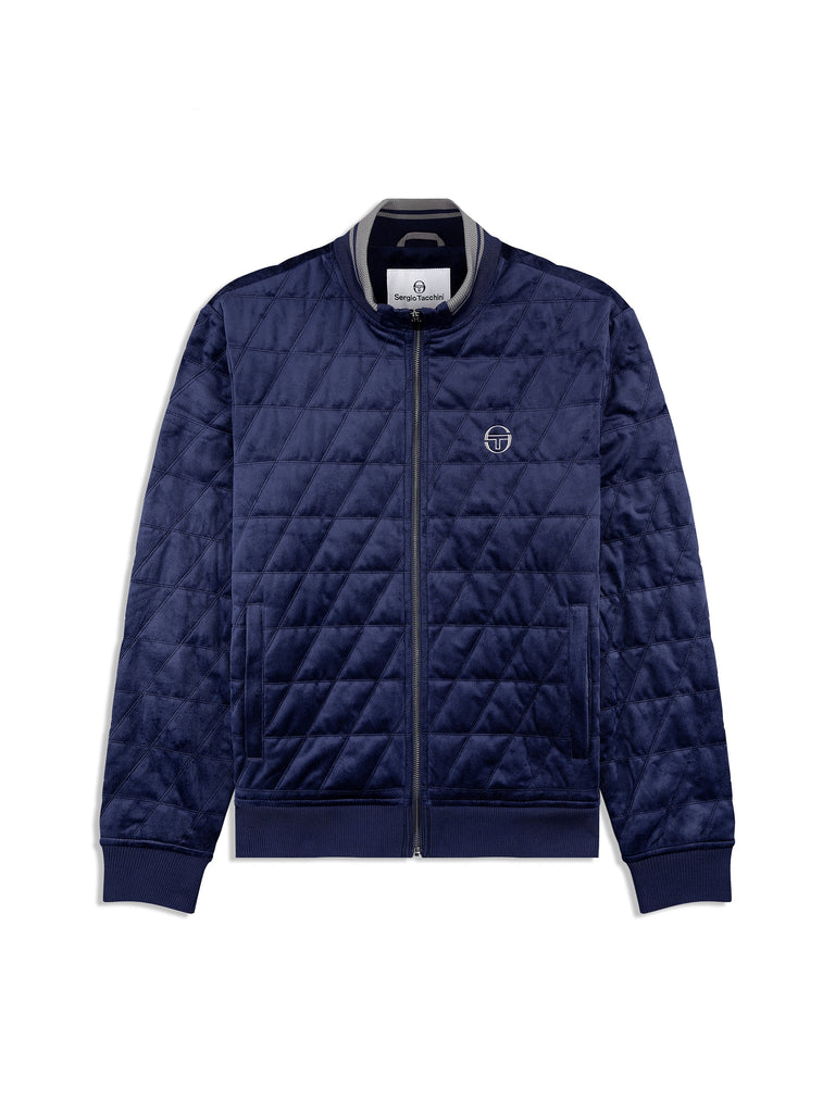 Redi Quilted Velour Bomber Jacket- Maritime Blue