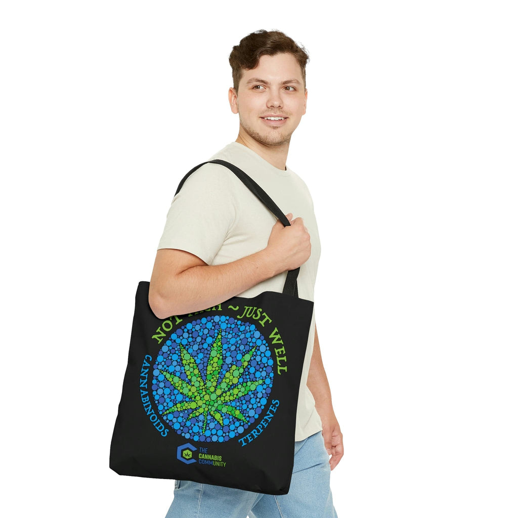 Not High, Just Well Black Tote Bag