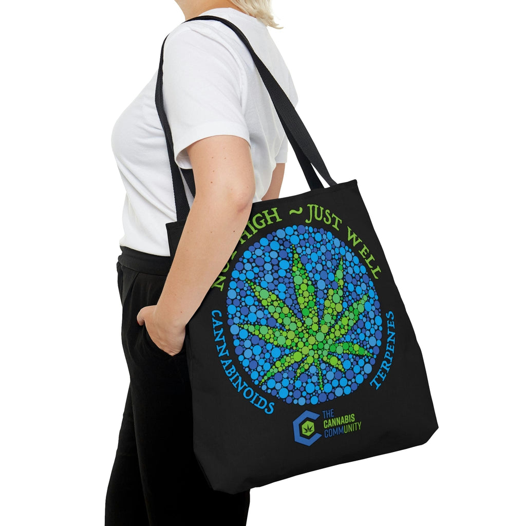 Not High, Just Well Black Tote Bag