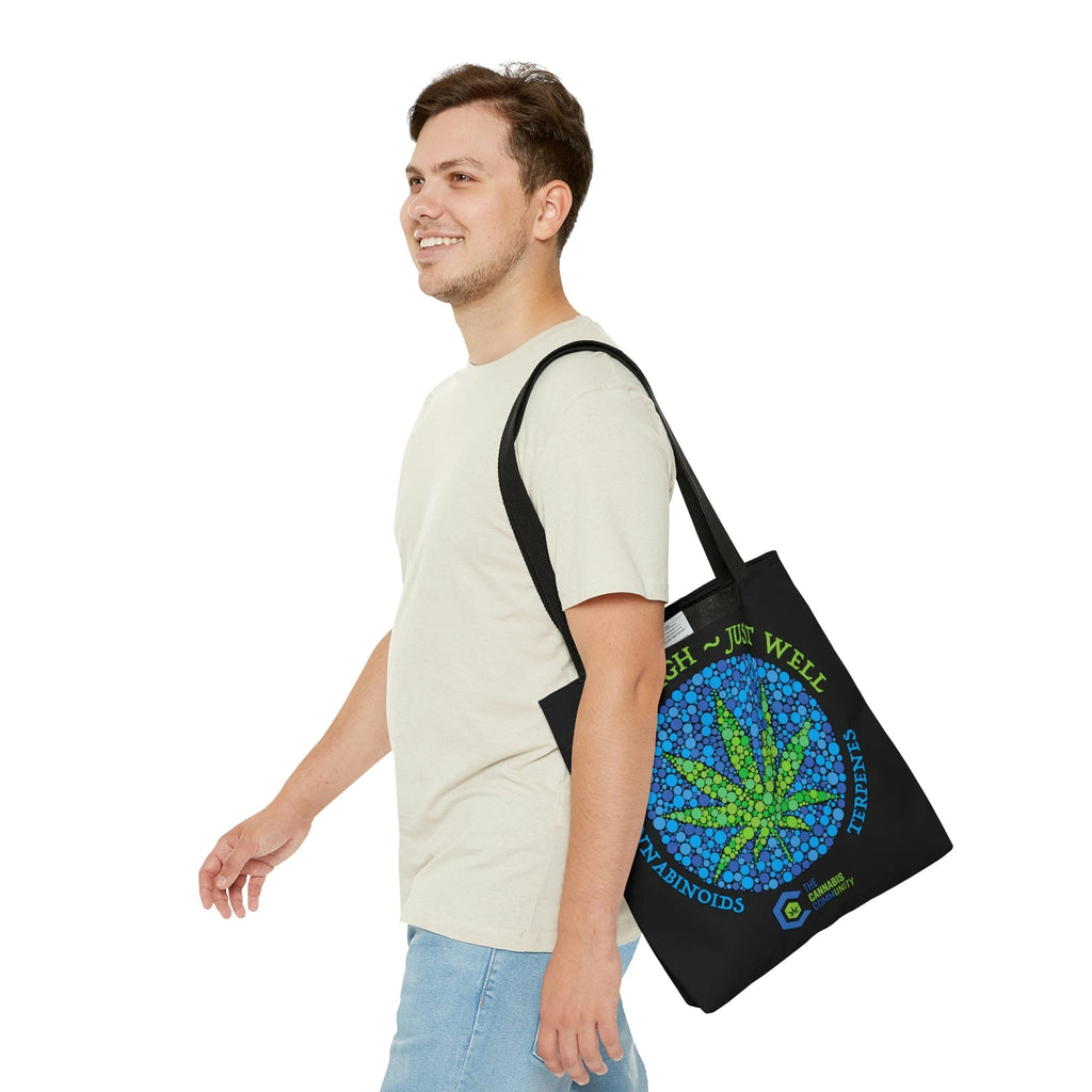 Not High, Just Well Black Tote Bag