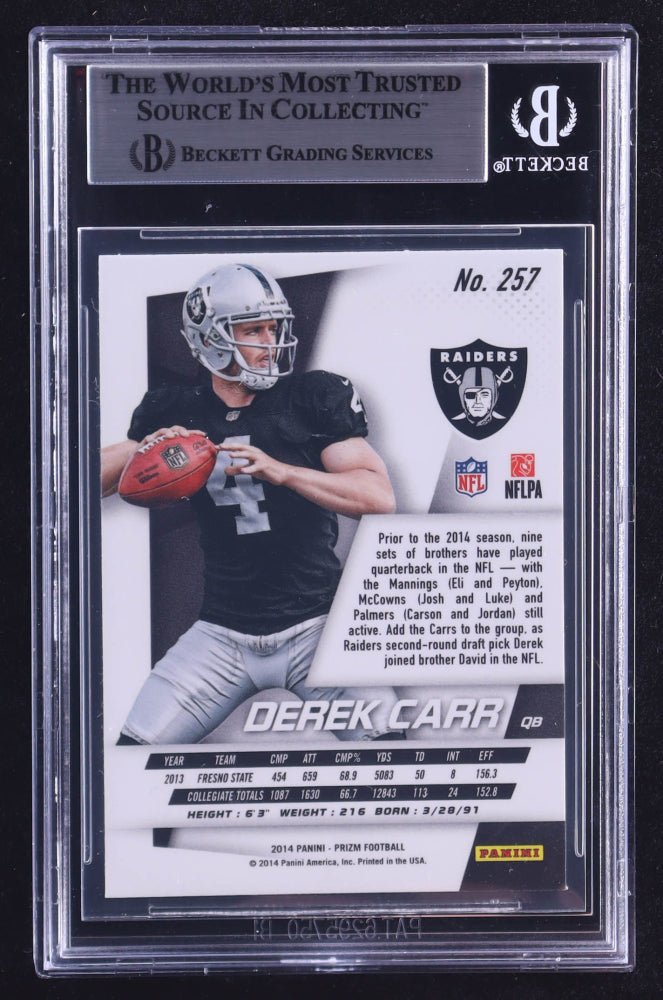 Derek Carr Signed 2014 Panini Prizm #257A RC (BGS) Rookie Card