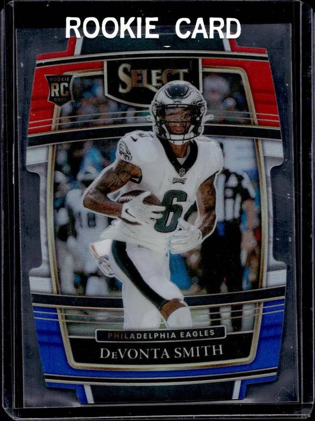 Devonta smith 2021 panini select die cut red white and blue prizm rookie card