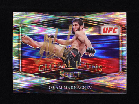 Islam Makhachev Signed 2022 Select UFC Global Icons Prizms Flash #16 (Beckett)