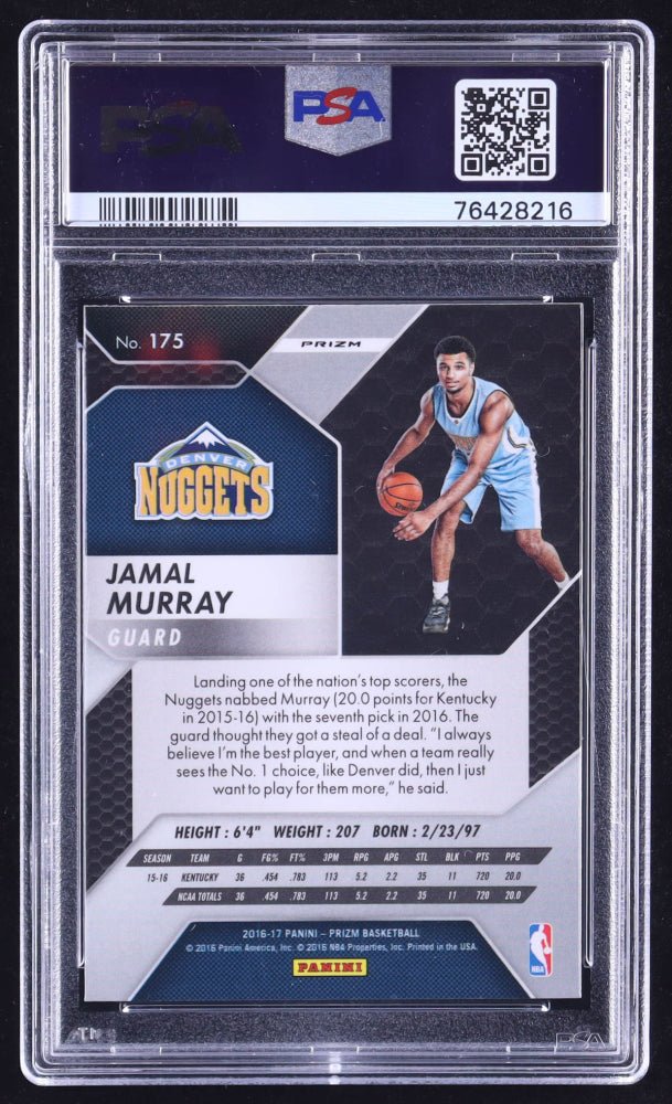 Jamal Murray Signed 2016-17 Panini Prizm Prizms Starburst #175 RC (PSA 9 | Autograph Grade 10)