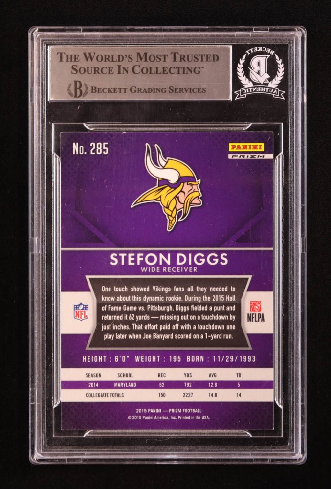 Stefon Diggs Signed 2015 Panini Prizm Prizms #285 RC (BGS)
