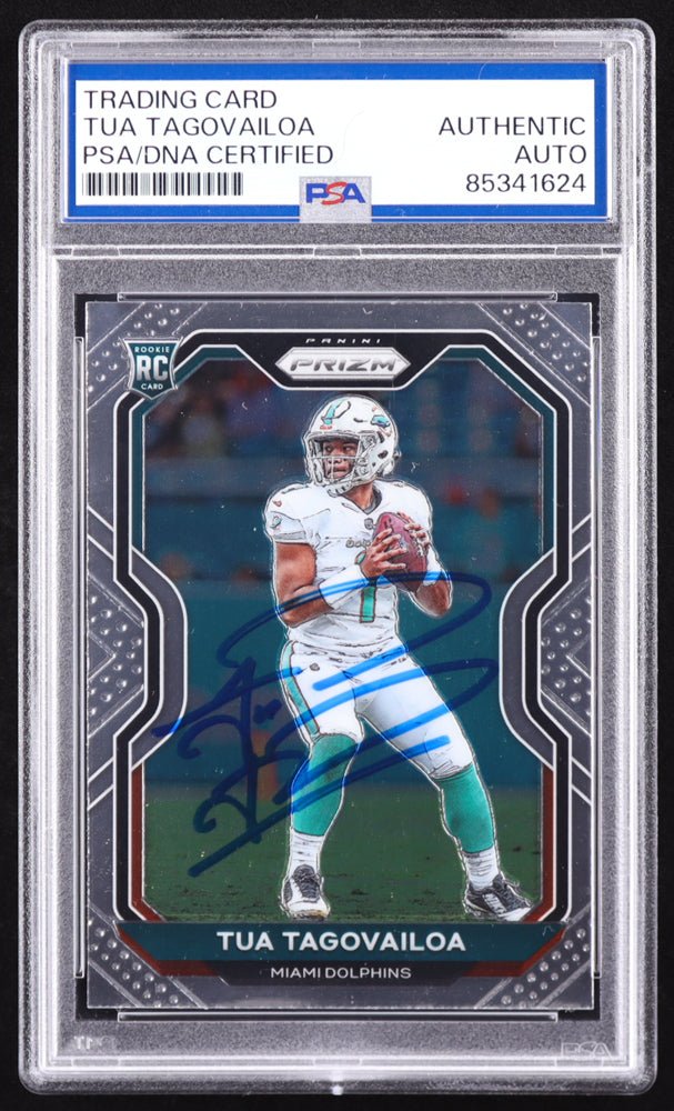 Tua Tagovailoa Signed 2020 Panini Prizm #339 RC (PSA) Rookie Card