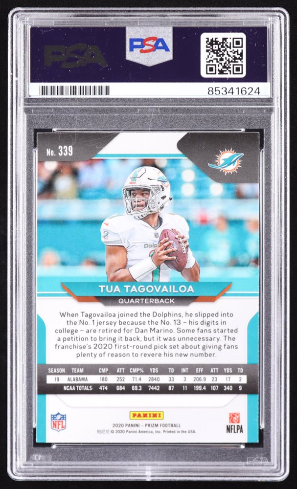 Tua Tagovailoa Signed 2020 Panini Prizm #339 RC (PSA) Rookie Card