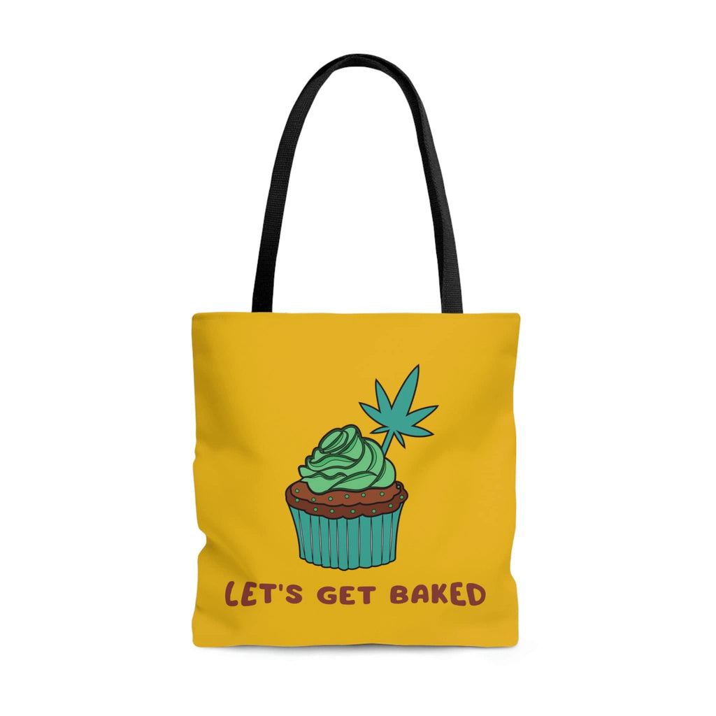 Let's Get Baked Cannabis Yellow Tote Bag