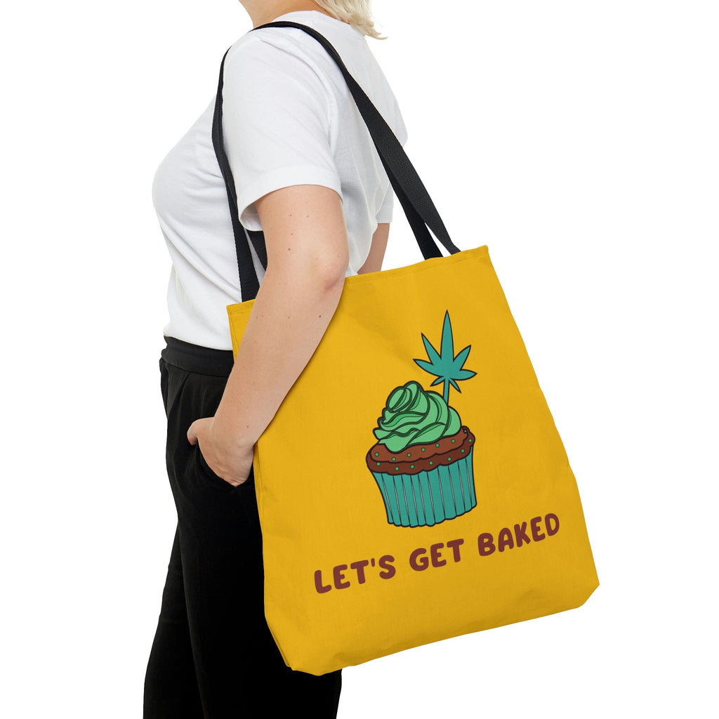 Let's Get Baked Cannabis Yellow Tote Bag