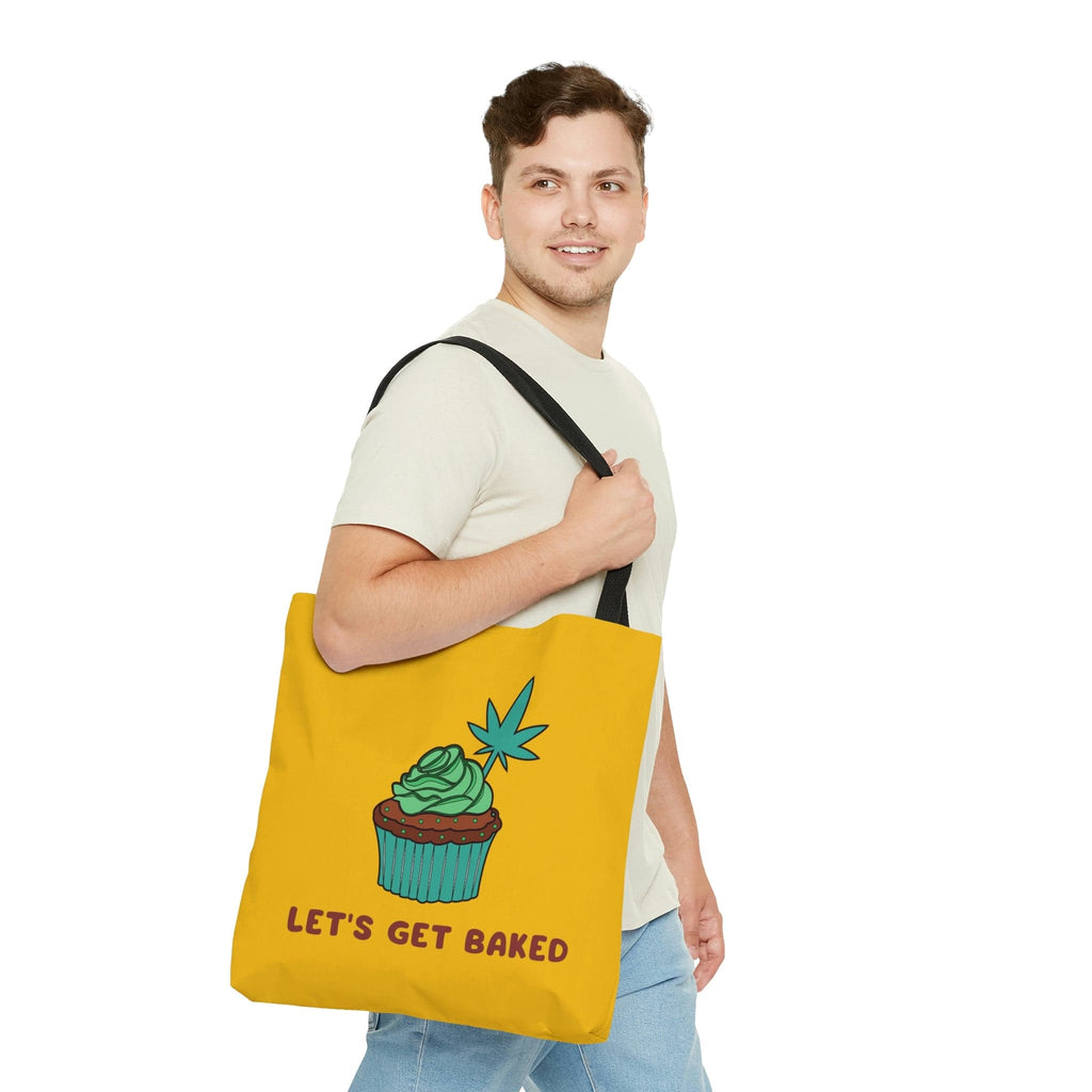 Let's Get Baked Cannabis Yellow Tote Bag
