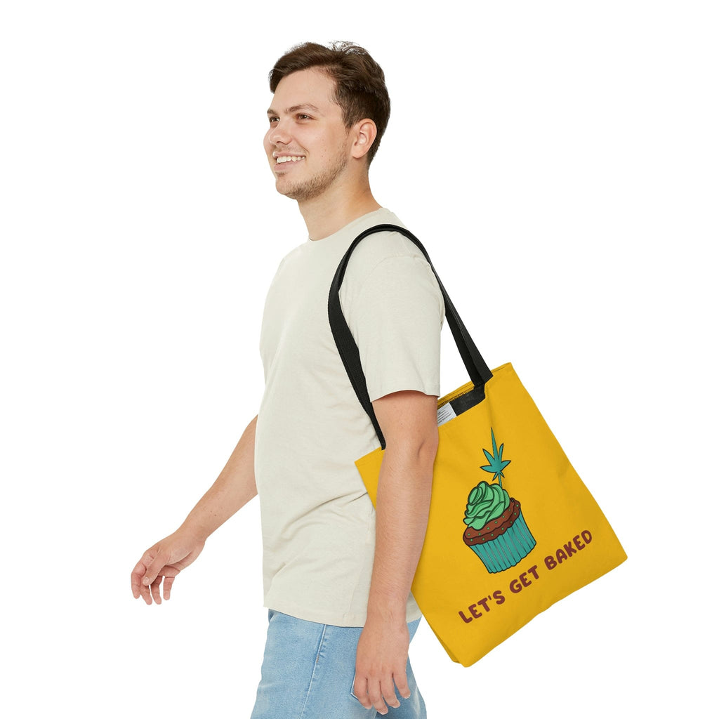 Let's Get Baked Cannabis Yellow Tote Bag