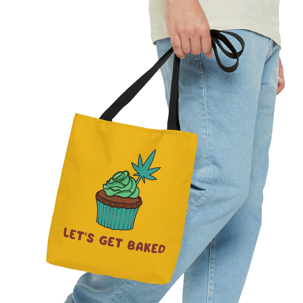 Let's Get Baked Cannabis Yellow Tote Bag
