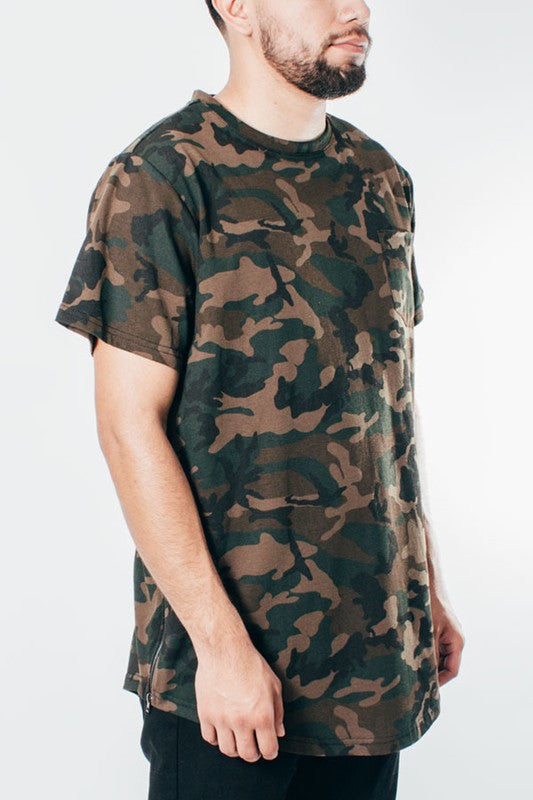 Side Zip Camo Tee