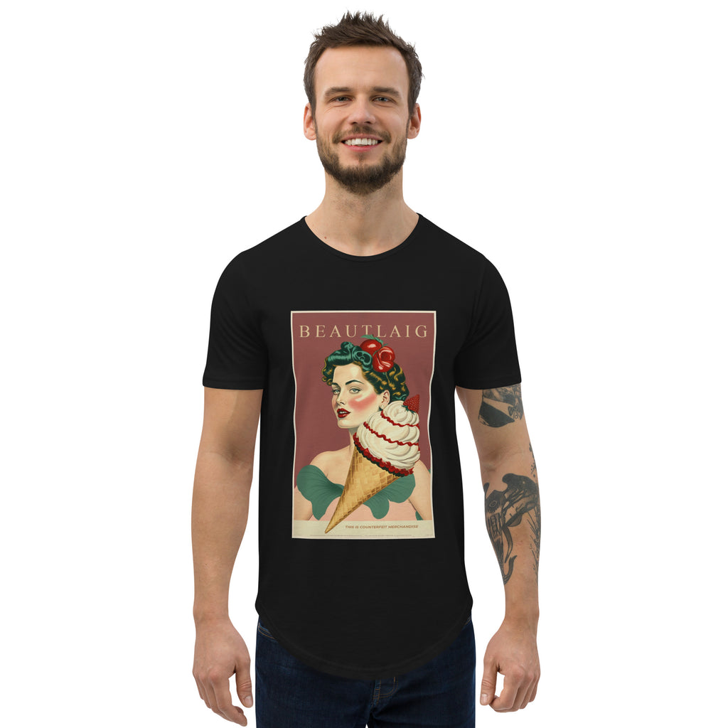 BEAUTLAIG - She Likes Ice Cream Curved Hem T-Shirt