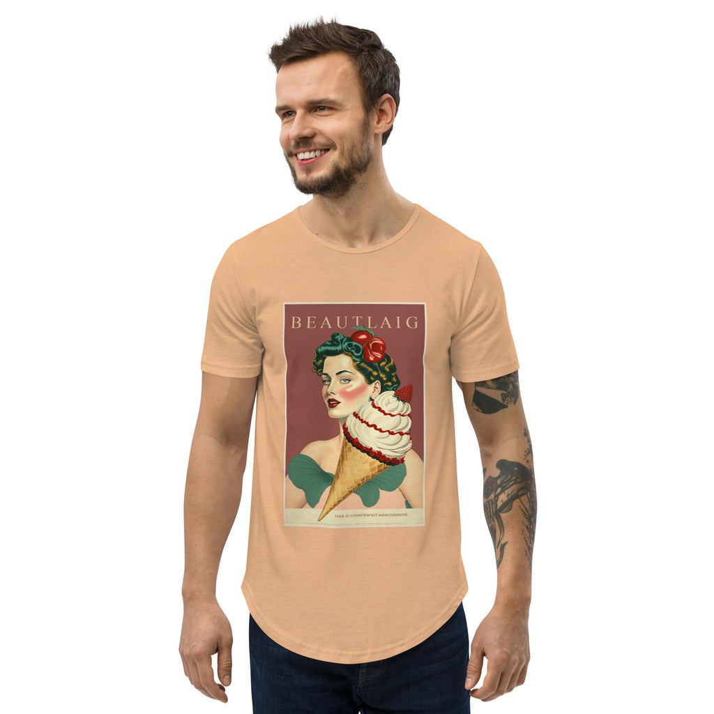 BEAUTLAIG - She Likes Ice Cream Curved Hem T-Shirt