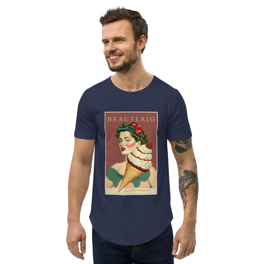 BEAUTLAIG - She Likes Ice Cream Curved Hem T-Shirt